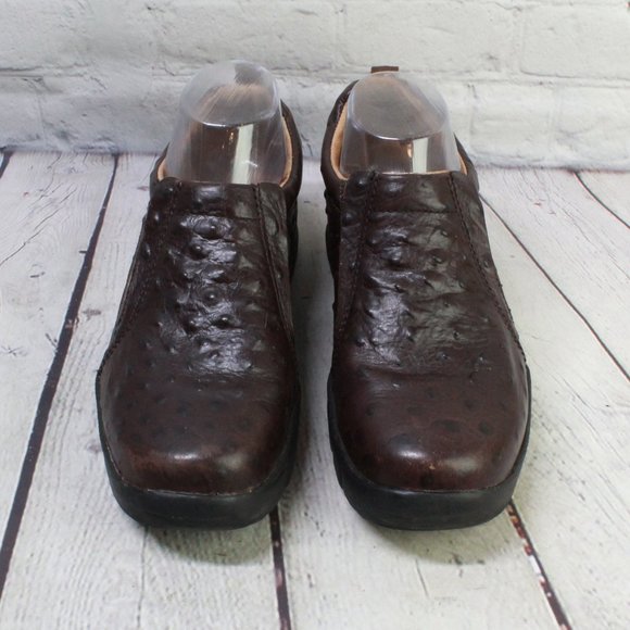 Roper Performance Brown Ostrich Leather Slip On Comfort Loafer Shoes Size 7 - Picture 5 of 9